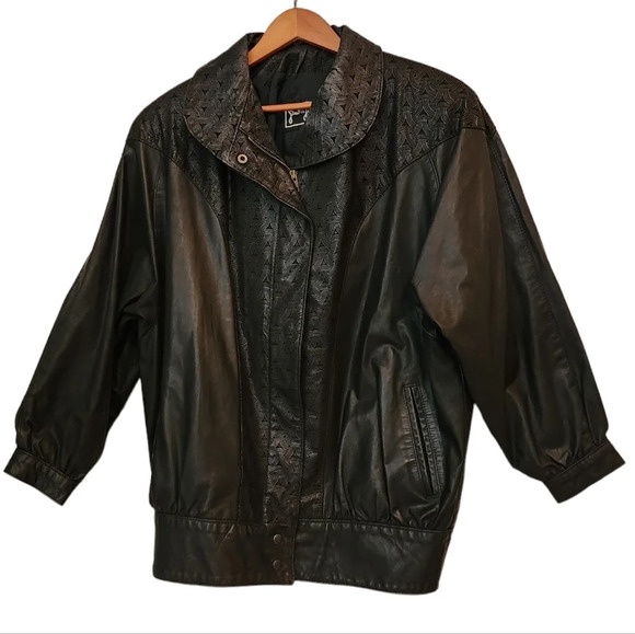 Gino Di Giorgio Leather Black Jacket. large. Vintage - Picture 6 of 16